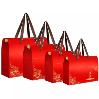 La cartulina de la muestra libre caja de embalaje las cajas elegantes de la comida del cartón con la manija