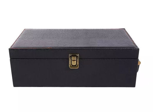 El empaquetado de cuero rígido de la caja del vino del vidrio de la caja CMYK de la PU barniza 1 2 PC