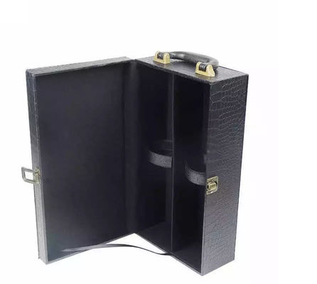 El empaquetado de cuero rígido de la caja del vino del vidrio de la caja CMYK de la PU barniza 1 2 PC