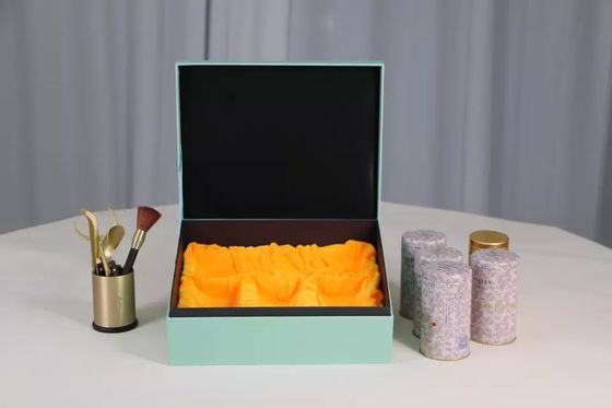 Caja de almacenamiento de sellado/de grabación en relieve del té, cajas de encargo del cartón con lata del metal