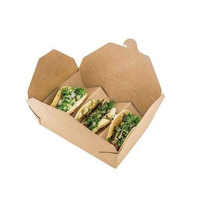 Cajas para llevar de papel modificadas para requisitos particulares taco de la comida de la cartulina de Kraft de la caja del acondicionamiento de los alimentos