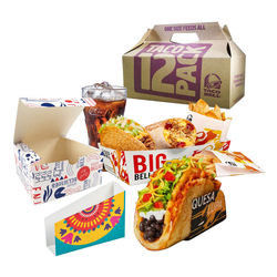 Cajas para llevar de papel modificadas para requisitos particulares taco de la comida de la cartulina de Kraft de la caja del acondicionamiento de los alimentos