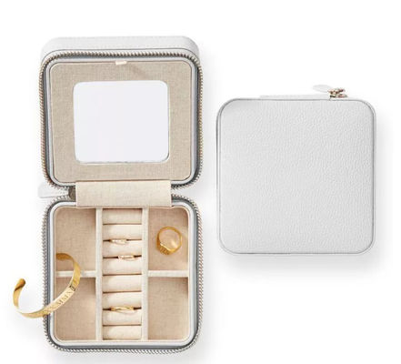 caso de cuero de Exquisite Travel Jewelry del organizador de la caja de la PU de la vaca del diseño