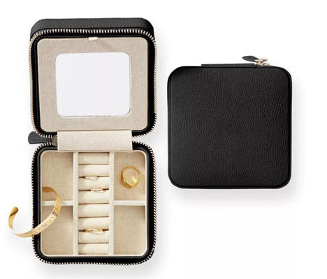 caso de cuero de Exquisite Travel Jewelry del organizador de la caja de la PU de la vaca del diseño