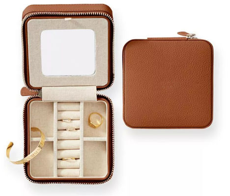caso de cuero de Exquisite Travel Jewelry del organizador de la caja de la PU de la vaca del diseño