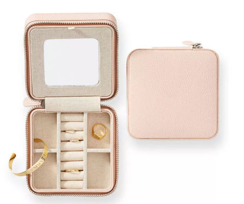 caso de cuero de Exquisite Travel Jewelry del organizador de la caja de la PU de la vaca del diseño