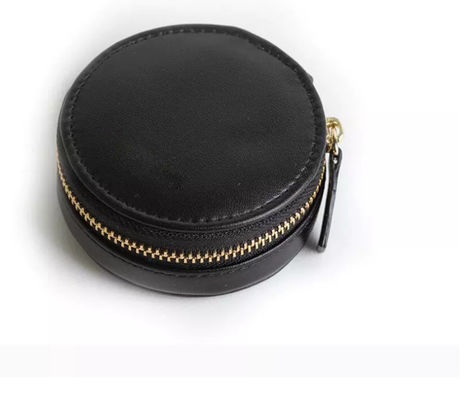 Control de calidad de cuero minimalista Mini Jewelry Box With Zipper Deboss de la caja de la PU
