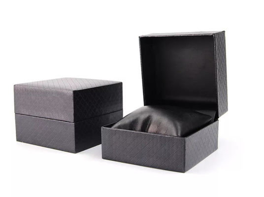 Raya negra de empaquetado de encargo de cuero de la caja de reloj de la PU elegante