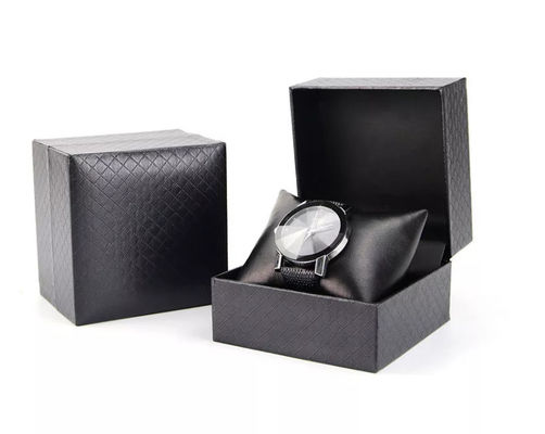 Raya negra de empaquetado de encargo de cuero de la caja de reloj de la PU elegante