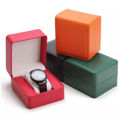 Caja de almacenamiento de cuero Flip Cover del reloj de la PU de la esquina redonda el 11X10X7.5cm