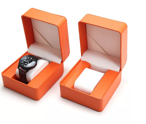Caja de almacenamiento de cuero Flip Cover del reloj de la PU de la esquina redonda el 11X10X7.5cm