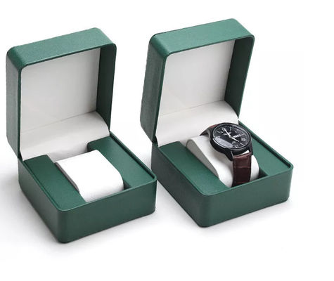 Caja de almacenamiento de cuero Flip Cover del reloj de la PU de la esquina redonda el 11X10X7.5cm