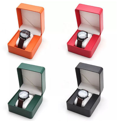 Caja de almacenamiento de cuero Flip Cover del reloj de la PU de la esquina redonda el 11X10X7.5cm