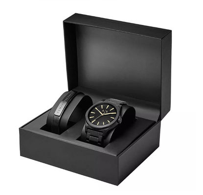 Regalo negro de la caja de reloj de la cartulina que empaqueta el grueso ISO9001 de 2m m: 2008