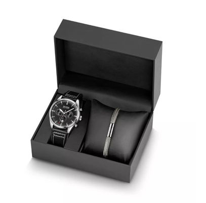 Regalo negro de la caja de reloj de la cartulina que empaqueta el grueso ISO9001 de 2m m: 2008