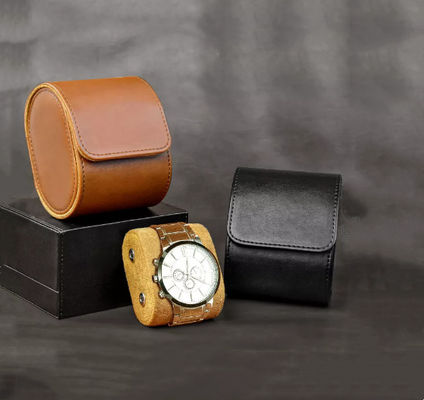 Logotipo personalizado de caja de embalaje de reloj de pulsera de cuero PU 3.9 * 3.2 * 2.7 in