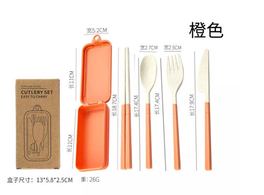 Viaje de empaquetado de la caja del sistema de cena de 3 pedazos con el vajilla plegable de Spork de los palillos