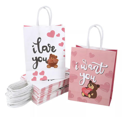 Bolso de papel Debossing del regalo del Libro Blanco del bolso CMYK Kraft de Kraft de las tarjetas del día de San Valentín