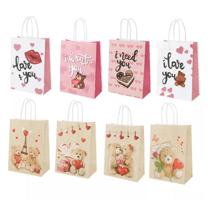 Bolso de papel Debossing del regalo del Libro Blanco del bolso CMYK Kraft de Kraft de las tarjetas del día de San Valentín