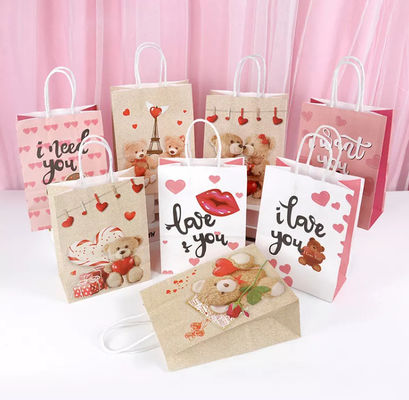 Bolso de papel Debossing del regalo del Libro Blanco del bolso CMYK Kraft de Kraft de las tarjetas del día de San Valentín