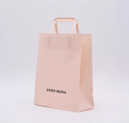 Bolso biodegradable ISO9001 de la manija del remiendo de la bolsa de papel de Kraft del rosa del ODM