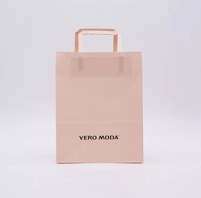 Bolso biodegradable ISO9001 de la manija del remiendo de la bolsa de papel de Kraft del rosa del ODM