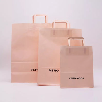 Bolso biodegradable ISO9001 de la manija del remiendo de la bolsa de papel de Kraft del rosa del ODM