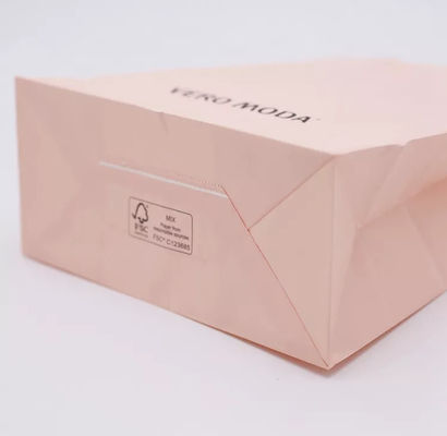 Bolso biodegradable ISO9001 de la manija del remiendo de la bolsa de papel de Kraft del rosa del ODM