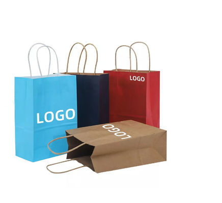 Bolso de empaquetado del regalo de LOGO Printing Kraft Takeaway Bags que hace compras biodegradable