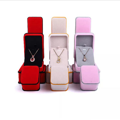 Joyero ISO9001 del terciopelo del OEM Ring Necklace Packaging Box Pink