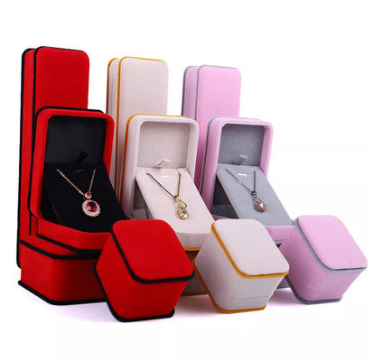 Joyero ISO9001 del terciopelo del OEM Ring Necklace Packaging Box Pink