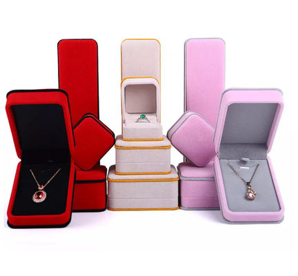 Joyero ISO9001 del terciopelo del OEM Ring Necklace Packaging Box Pink